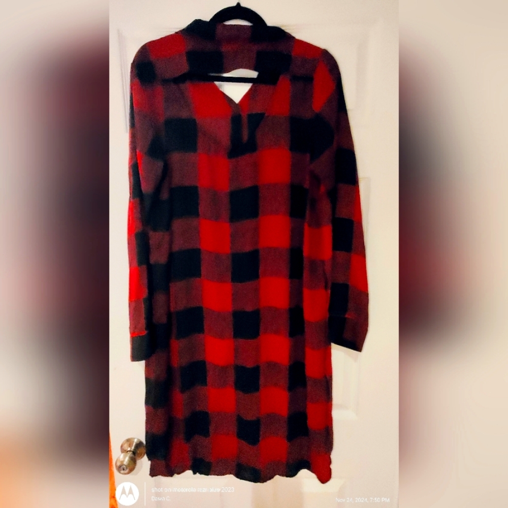 Rock & Republic Red & Black Plaid Tunic/Dress - Size L